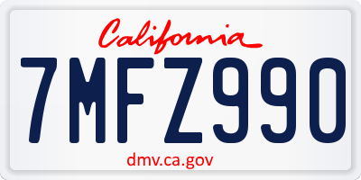 CA license plate 7MFZ990