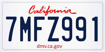 CA license plate 7MFZ991