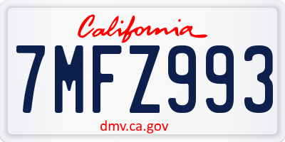 CA license plate 7MFZ993