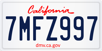 CA license plate 7MFZ997