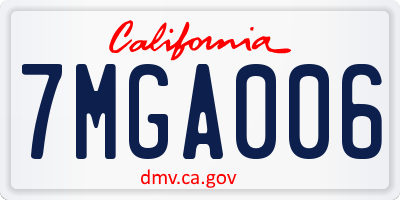 CA license plate 7MGA006