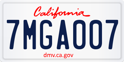 CA license plate 7MGA007