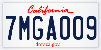 CA license plate 7MGA009