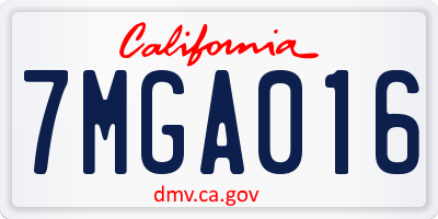CA license plate 7MGA016