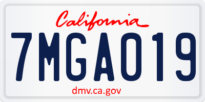 CA license plate 7MGA019