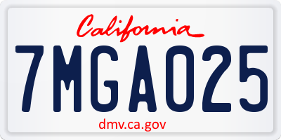 CA license plate 7MGA025