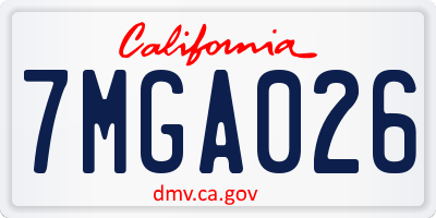 CA license plate 7MGA026