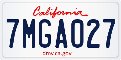 CA license plate 7MGA027