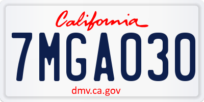 CA license plate 7MGA030