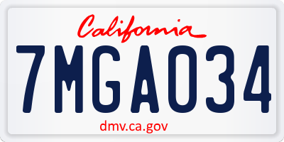 CA license plate 7MGA034