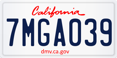 CA license plate 7MGA039