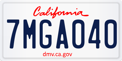 CA license plate 7MGA040