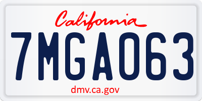 CA license plate 7MGA063