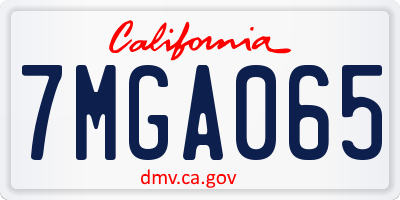 CA license plate 7MGA065