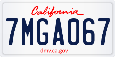 CA license plate 7MGA067