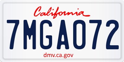 CA license plate 7MGA072