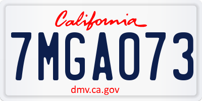 CA license plate 7MGA073