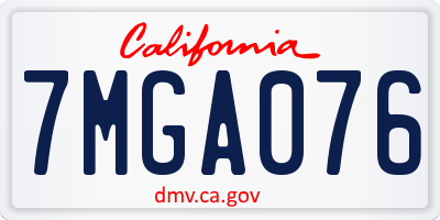CA license plate 7MGA076