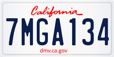 CA license plate 7MGA134