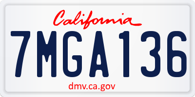 CA license plate 7MGA136