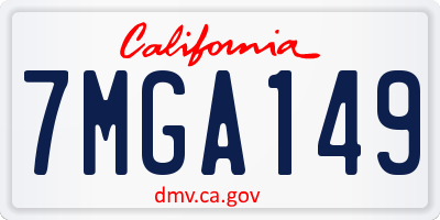 CA license plate 7MGA149