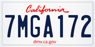 CA license plate 7MGA172