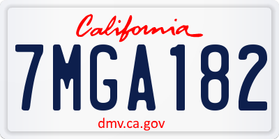 CA license plate 7MGA182