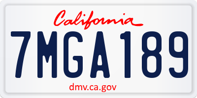 CA license plate 7MGA189