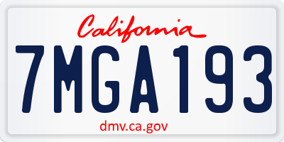 CA license plate 7MGA193