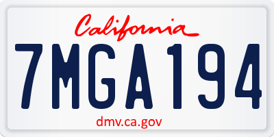CA license plate 7MGA194