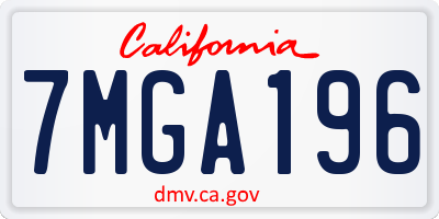 CA license plate 7MGA196