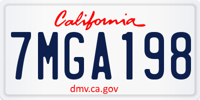 CA license plate 7MGA198