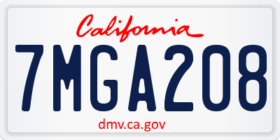 CA license plate 7MGA208