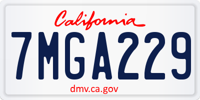 CA license plate 7MGA229