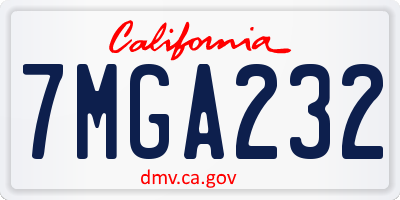 CA license plate 7MGA232