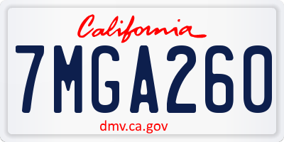 CA license plate 7MGA260