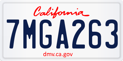 CA license plate 7MGA263
