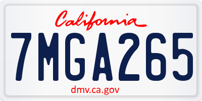 CA license plate 7MGA265