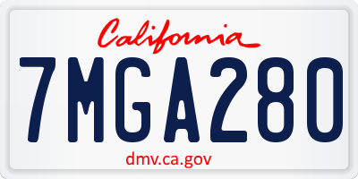 CA license plate 7MGA280