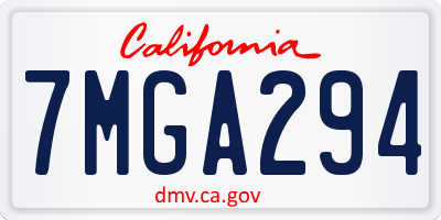 CA license plate 7MGA294