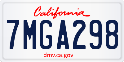 CA license plate 7MGA298