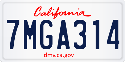 CA license plate 7MGA314
