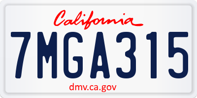 CA license plate 7MGA315