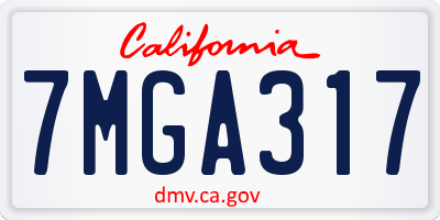 CA license plate 7MGA317