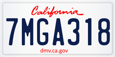 CA license plate 7MGA318