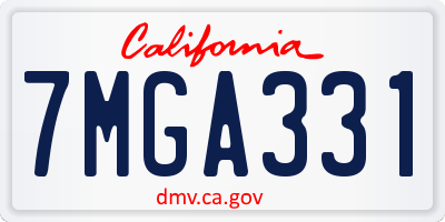 CA license plate 7MGA331