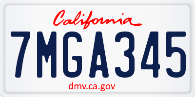 CA license plate 7MGA345