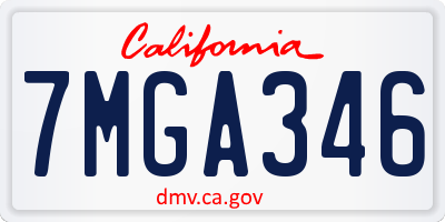 CA license plate 7MGA346