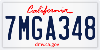 CA license plate 7MGA348