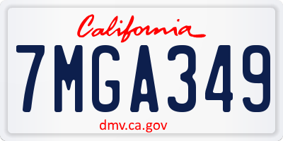 CA license plate 7MGA349